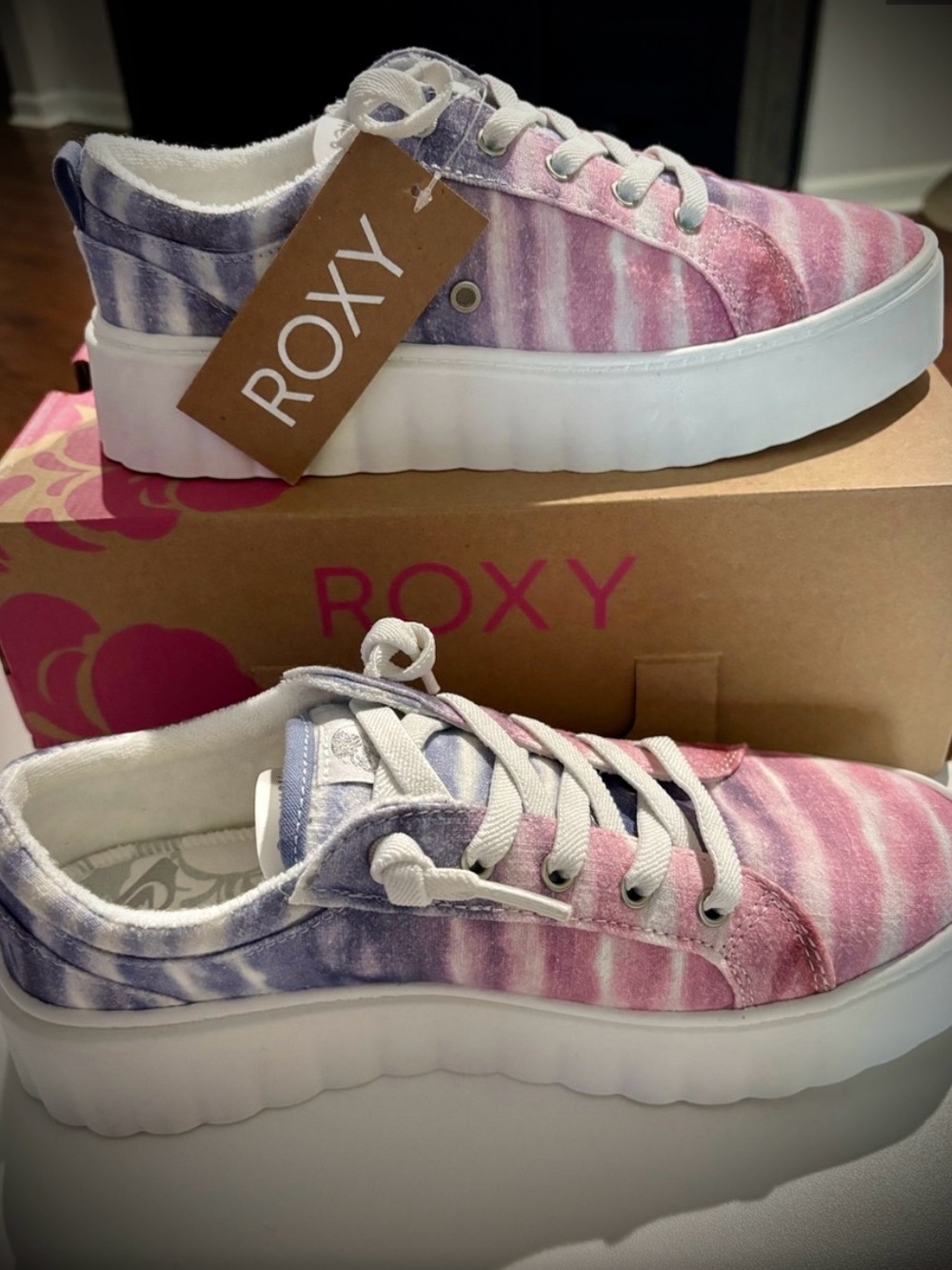 Roxy Pink & Purple Tie-Dye Platform Sneakers